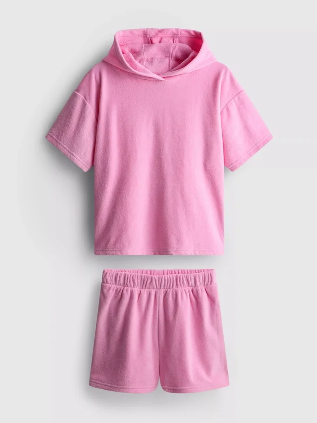 7–15 år | Sæt med håndklæde-hoodie og Shorts