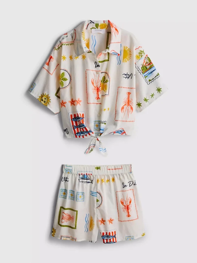 7-15 år | sæt med skjorte med slipsdetalje og shorts