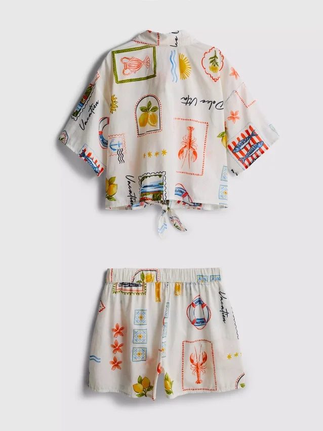 7-15 år | sæt med skjorte med slipsdetalje og shorts