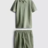 7-15 år | sæt med struktureret poloshirt og shorts