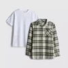 7-15 år | sæt med T-shirt og ternet skjorte