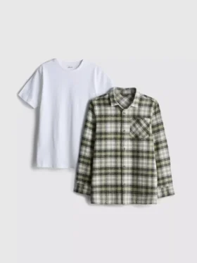 7-15 år | sæt med T-shirt og ternet skjorte