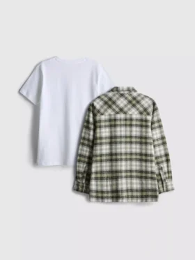 7-15 år | sæt med T-shirt og ternet skjorte