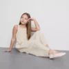 7–15 år | Stribet jumpsuit med rynket stof