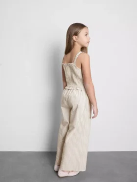 7–15 år | Stribet jumpsuit med rynket stof