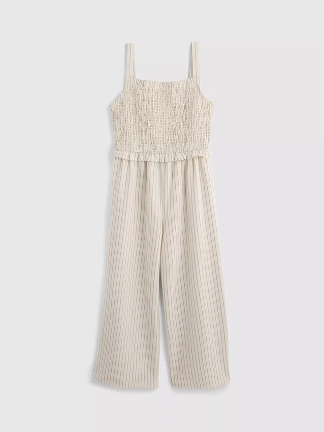 7–15 år | Stribet jumpsuit med rynket stof