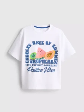 7–15 år | T-shirt med frugtmotiv og struktur