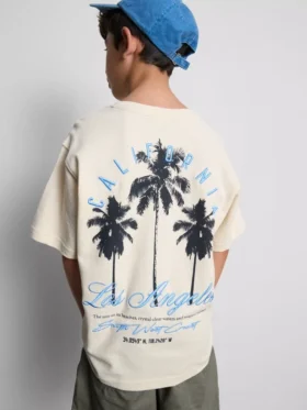 7–15 år | T-shirt med palme-print og struktur