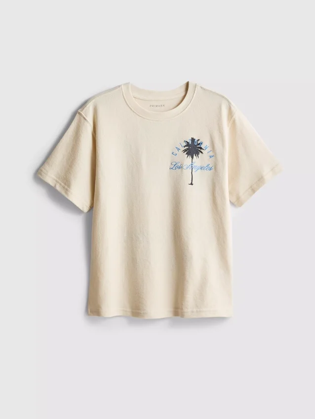 7–15 år | T-shirt med palme-print og struktur