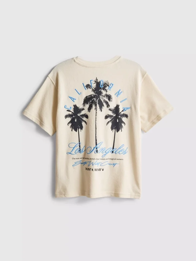 7–15 år | T-shirt med palme-print og struktur