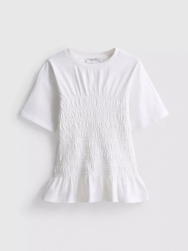 7-15 år | T-shirt med rynket peplum