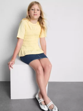 7-15 år | T-shirt med rynket peplum