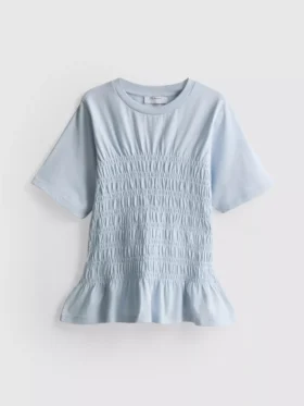 7-15 år | T-shirt med rynket peplum