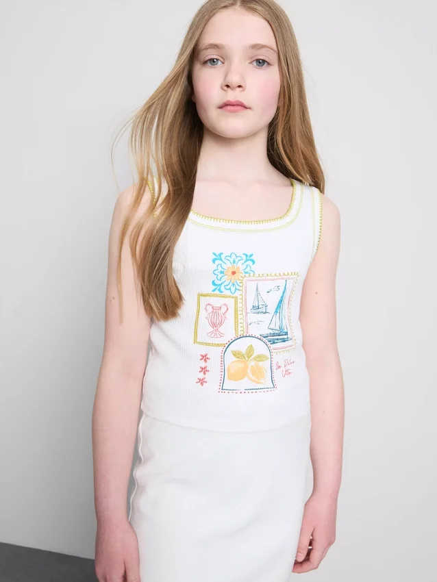 7–15 år | tanktop med kontrastsyninger