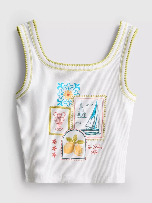 7–15 år | tanktop med kontrastsyninger