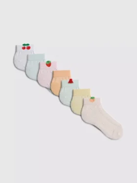 7-pak ankel-strømper med frugtprint