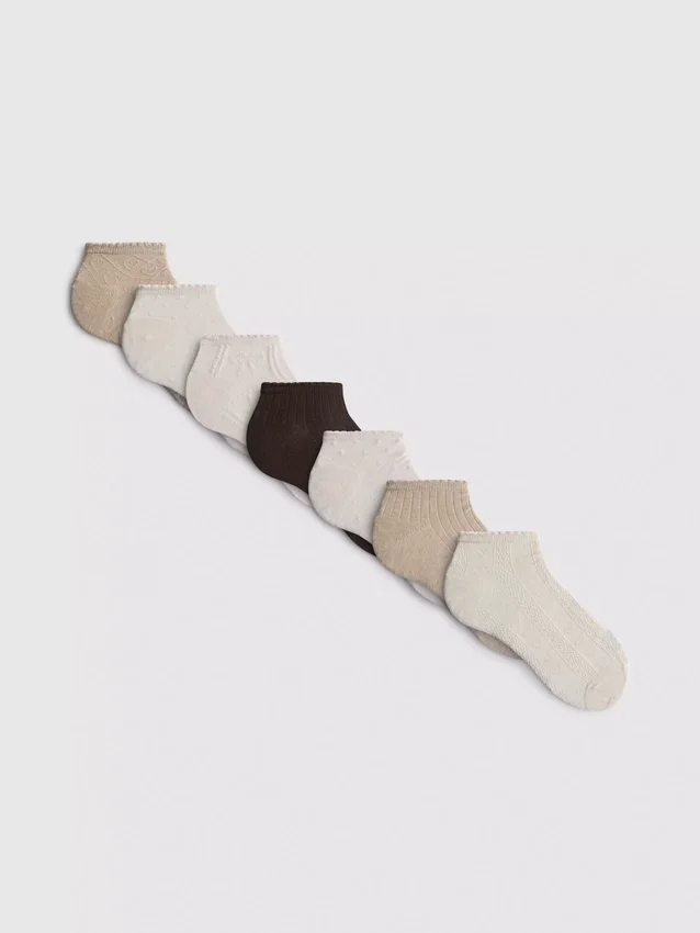 7-pak teksturerede sneakerstrømper