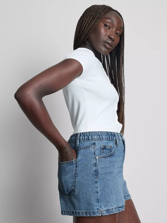 A-formede shorts i bomuldsdenim