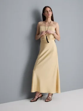 A-formet maxi-nederdel i satin