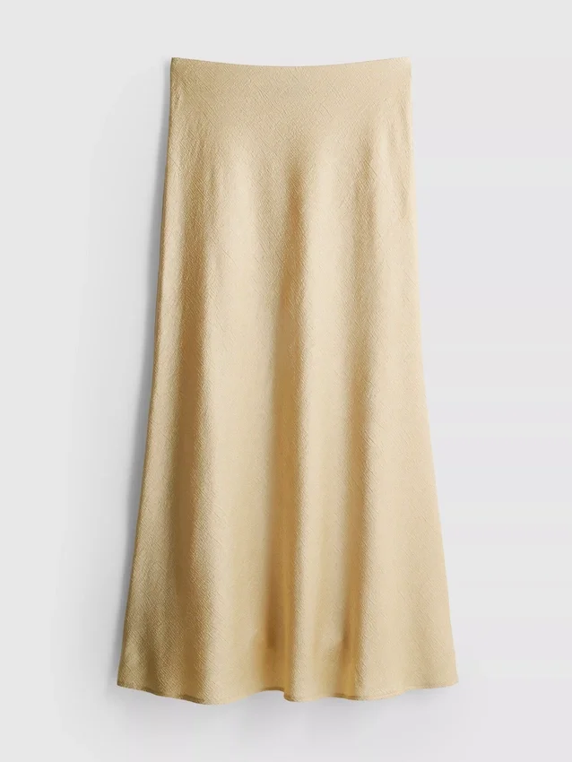 A-formet maxi-nederdel i satin