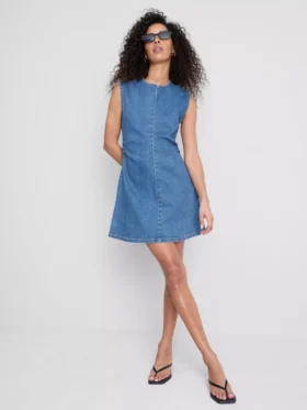 A-formet minikjole i bomuldsdenim
