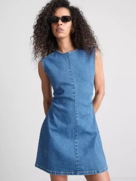 A-formet minikjole i bomuldsdenim