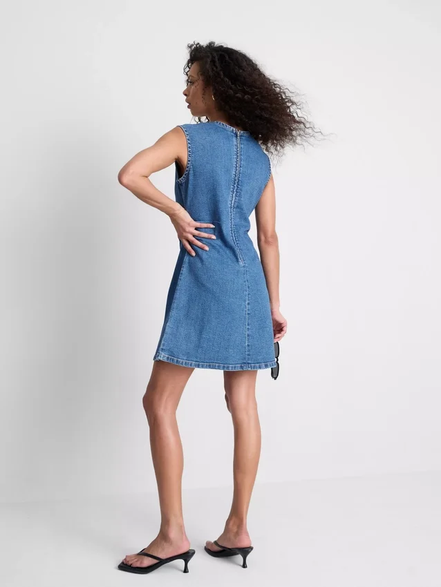A-formet minikjole i bomuldsdenim
