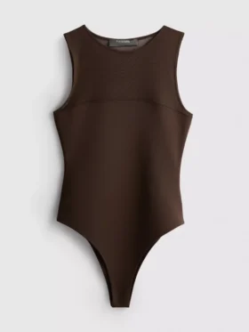 Ærmeløs bodysuit med mesh-indsats