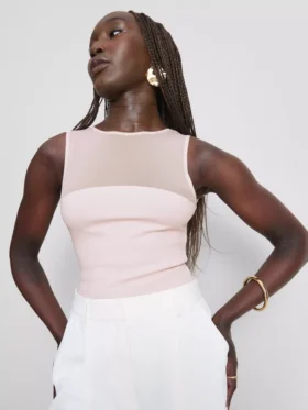 Ærmeløs bodysuit med mesh-indsats