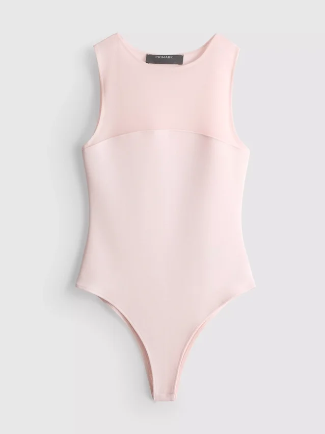 Ærmeløs bodysuit med mesh-indsats