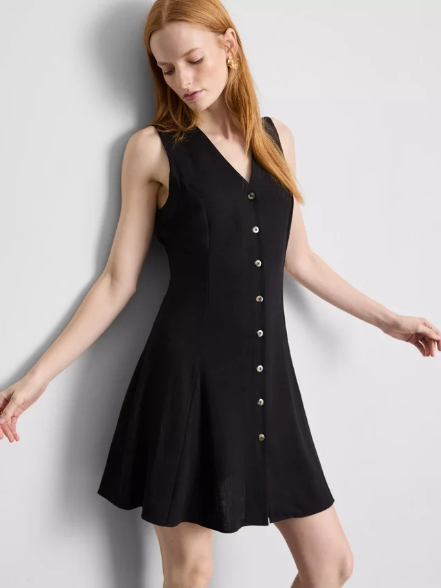 Ærmeløs minikjole med V-udskæring
