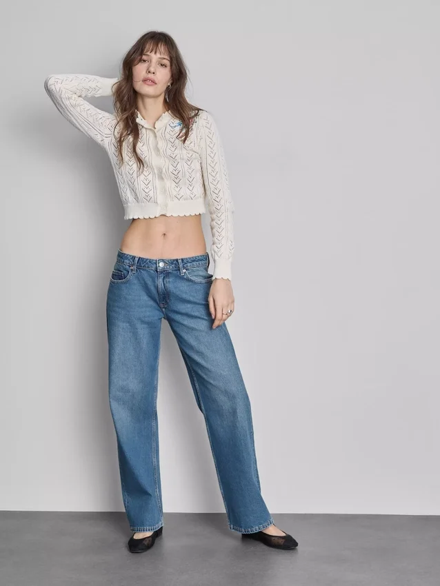 Afslappede jeans med lav talje og lige ben