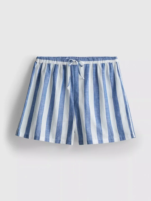 Afslappede stribede strandshorts i bomuld