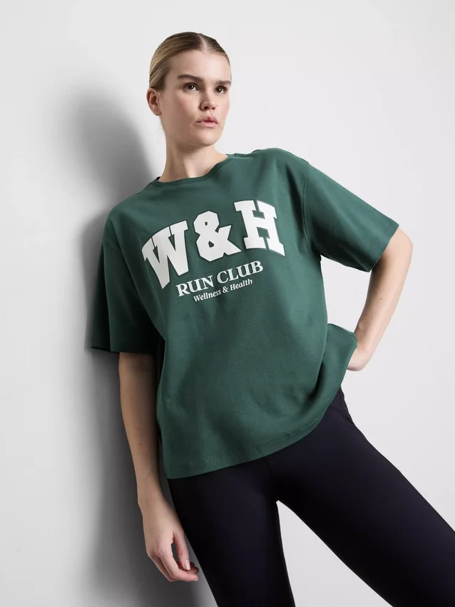 Afslappet bomulds-T-shirt med grafisk print