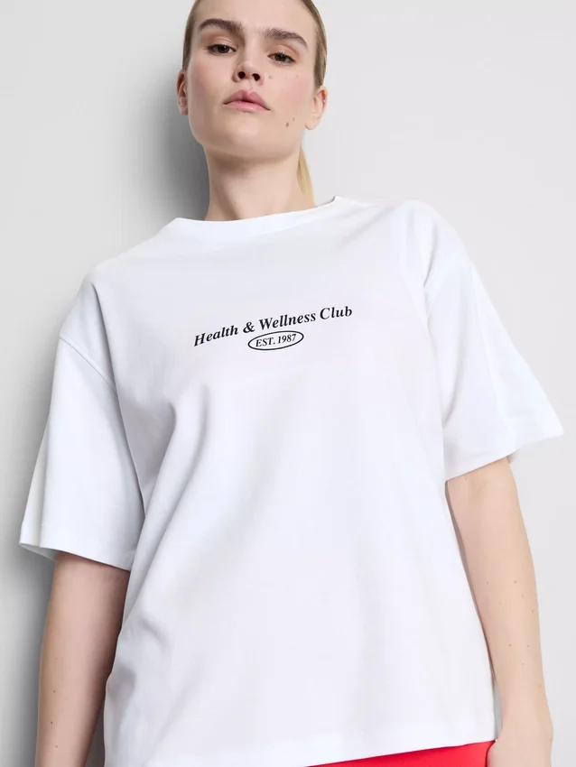 Afslappet bomulds-T-shirt med grafisk print