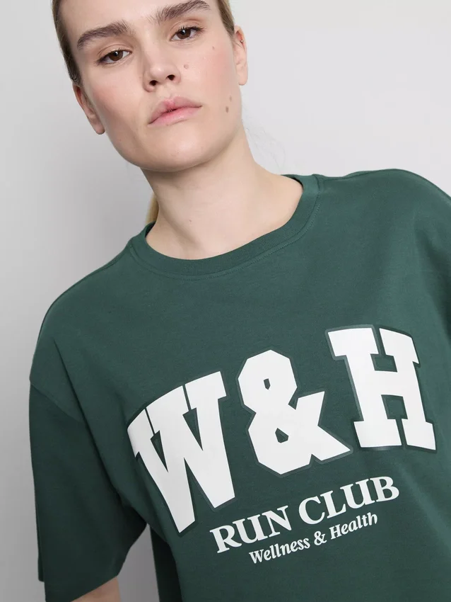 Afslappet bomulds-T-shirt med grafisk print
