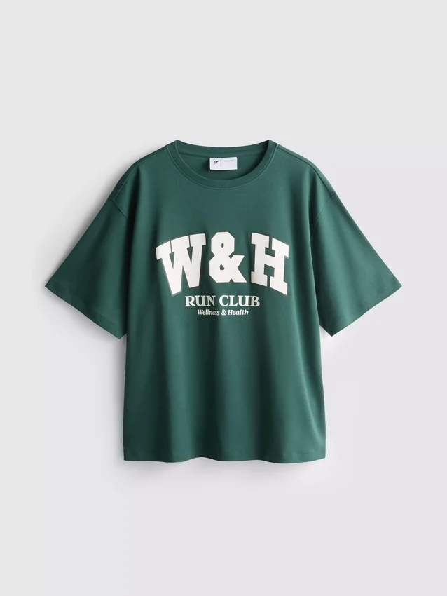 Afslappet bomulds-T-shirt med grafisk print
