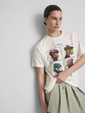 Afslappet Gorillaz-T-shirt med musikmotiv
