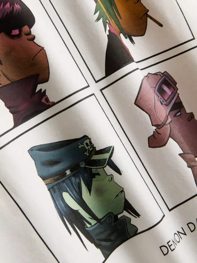 Afslappet Gorillaz-T-shirt med musikmotiv