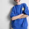 Afslappet sweatshirt i citronfarve med højt bomuldsindhold