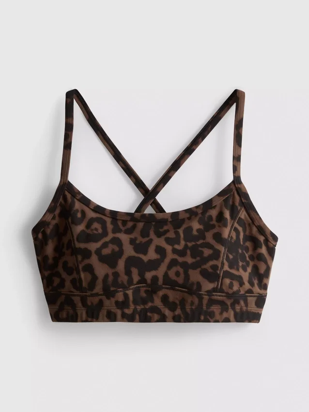 Aktiv crop-top med leopardmønster og racerback