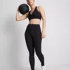 Aktiv crop-top med V-udskæring og glat pasform
