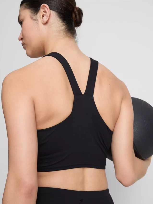 Aktiv crop-top med V-udskæring og glat pasform