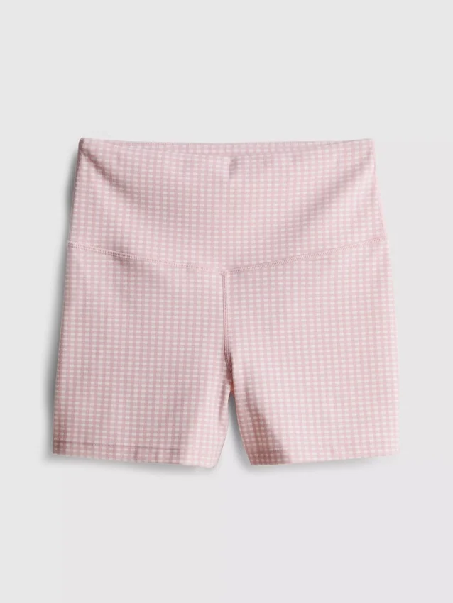 Aktive shorts med høj talje i gingham-mønster