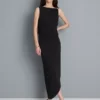 Asymmetrisk midi-nederdel i jersey