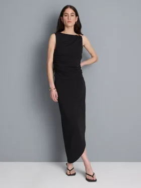 Asymmetrisk midi-nederdel i jersey