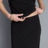 Asymmetrisk midi-nederdel i jersey