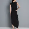 Asymmetrisk midi-nederdel i jersey