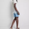 Asymmetrisk T-shirt i bomuld med frynser