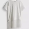 Asymmetrisk T-shirt i bomuld med frynser